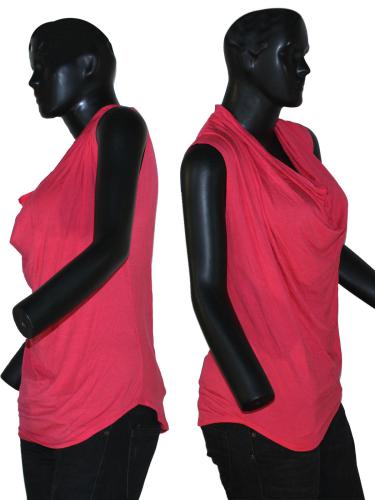 Jacky & Jamie Draped Neckline Casual Pink Top